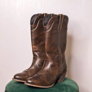 Ariat Brushed-Brown Leather Bluebell Mid-Calf Cowboy Boots - 9
